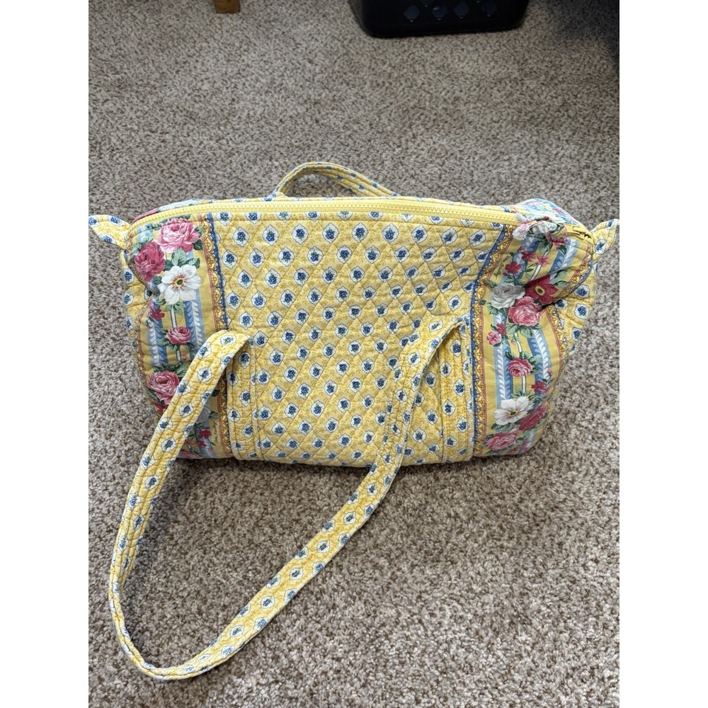 VTG Rare Vera Bradley Elizabeth Retired Small Duffel Handbag Yellow Rose Floral - Picture 4 of 6